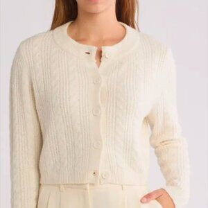 Open Edit Cable Knit Cropped Cardigan